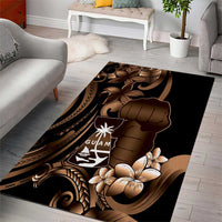 Brown Hafa Adai Guam Area Rug Chamorro Latte Stone Hand With Plumeria LT14 - Polynesian Pride
