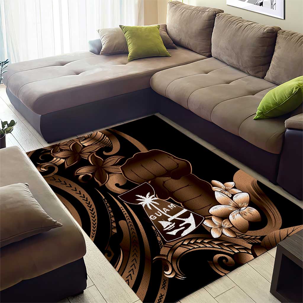 Brown Hafa Adai Guam Area Rug Chamorro Latte Stone Hand With Plumeria LT14 - Polynesian Pride