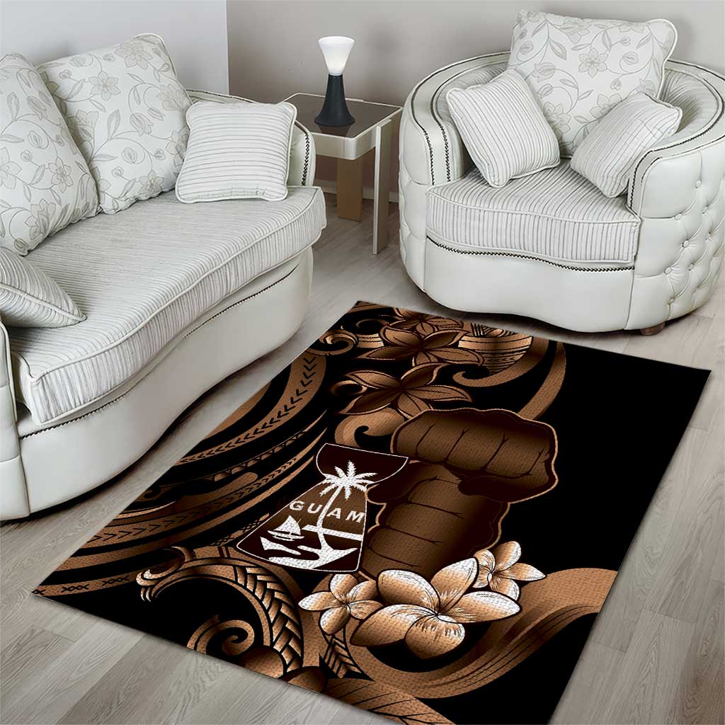 Brown Hafa Adai Guam Area Rug Chamorro Latte Stone Hand With Plumeria LT14 - Polynesian Pride