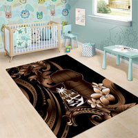 Brown Hafa Adai Guam Area Rug Chamorro Latte Stone Hand With Plumeria LT14 - Polynesian Pride