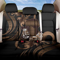 Brown Hafa Adai Guam Back Car Seat Cover Chamorro Latte Stone Hand With Plumeria LT14 One Size Brown - Polynesian Pride