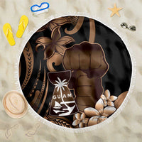 Brown Hafa Adai Guam Beach Blanket Chamorro Latte Stone Hand With Plumeria LT14 One Size 150cm Brown - Polynesian Pride