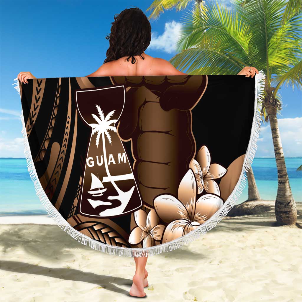 Brown Hafa Adai Guam Beach Blanket Chamorro Latte Stone Hand With Plumeria LT14 - Polynesian Pride
