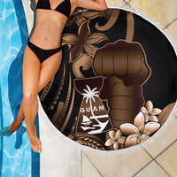 Brown Hafa Adai Guam Beach Blanket Chamorro Latte Stone Hand With Plumeria LT14 - Polynesian Pride