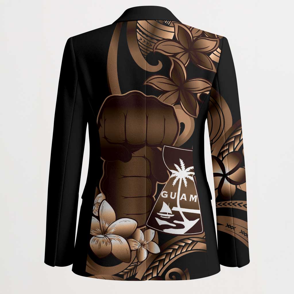 Brown Hafa Adai Guam Blazer Chamorro Latte Stone Hand With Plumeria LT14 - Polynesian Pride