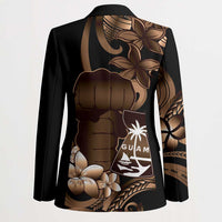 Brown Hafa Adai Guam Blazer Chamorro Latte Stone Hand With Plumeria LT14 - Polynesian Pride
