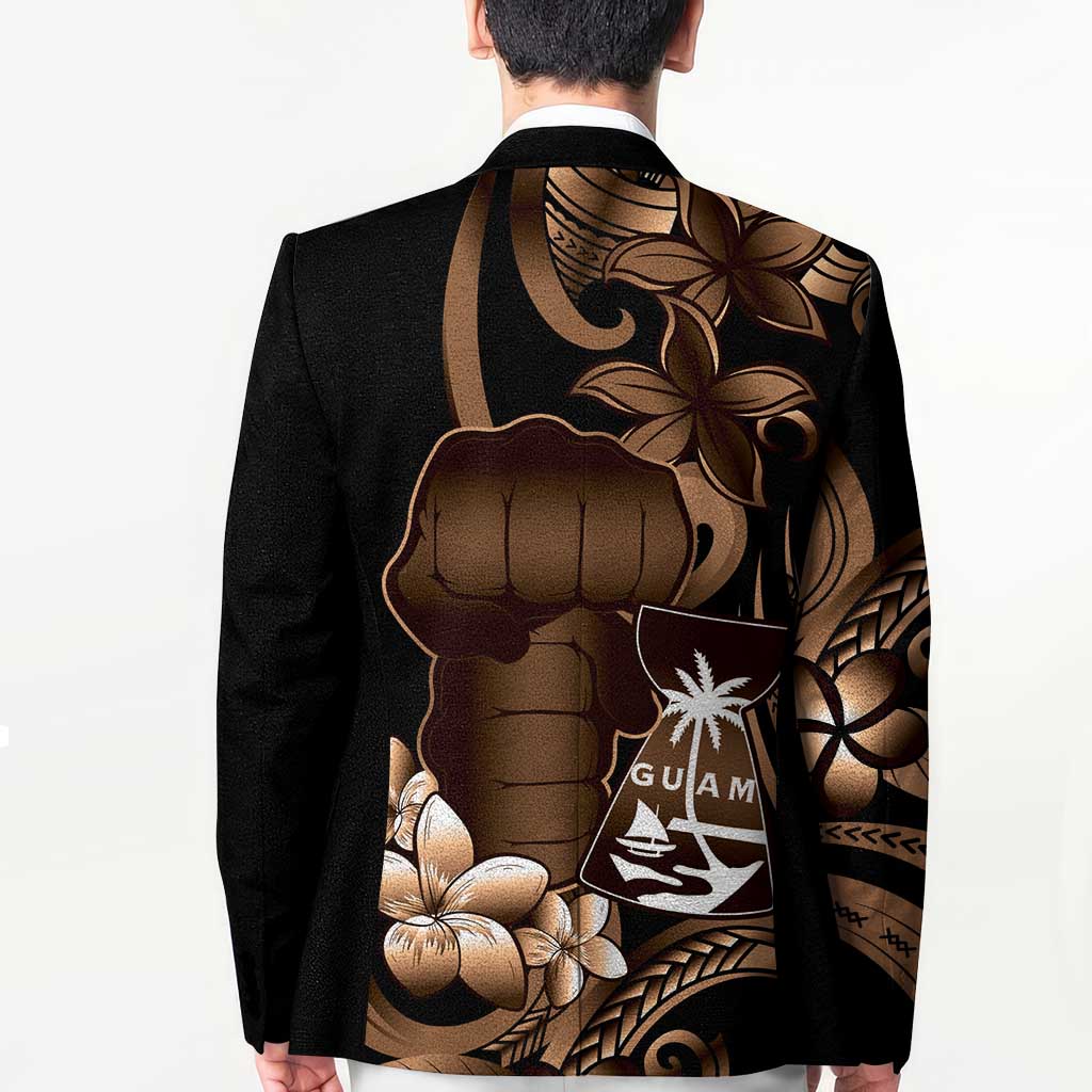 Brown Hafa Adai Guam Blazer Chamorro Latte Stone Hand With Plumeria LT14 - Polynesian Pride