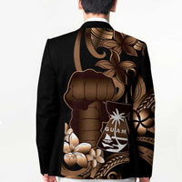 Brown Hafa Adai Guam Blazer Chamorro Latte Stone Hand With Plumeria LT14 - Polynesian Pride