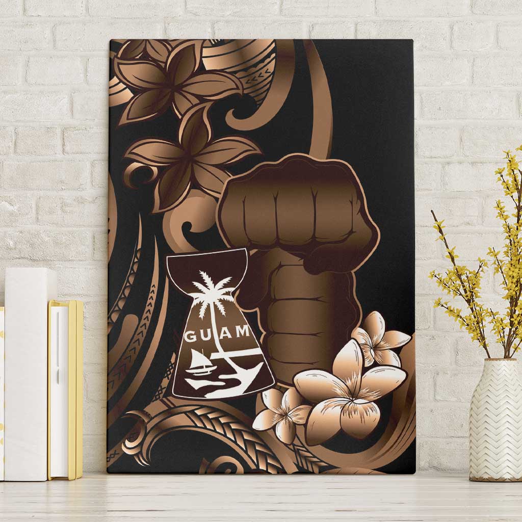 Brown Hafa Adai Guam Canvas Wall Art Chamorro Latte Stone Hand With Plumeria LT14 Without Frame Brown - Polynesian Pride