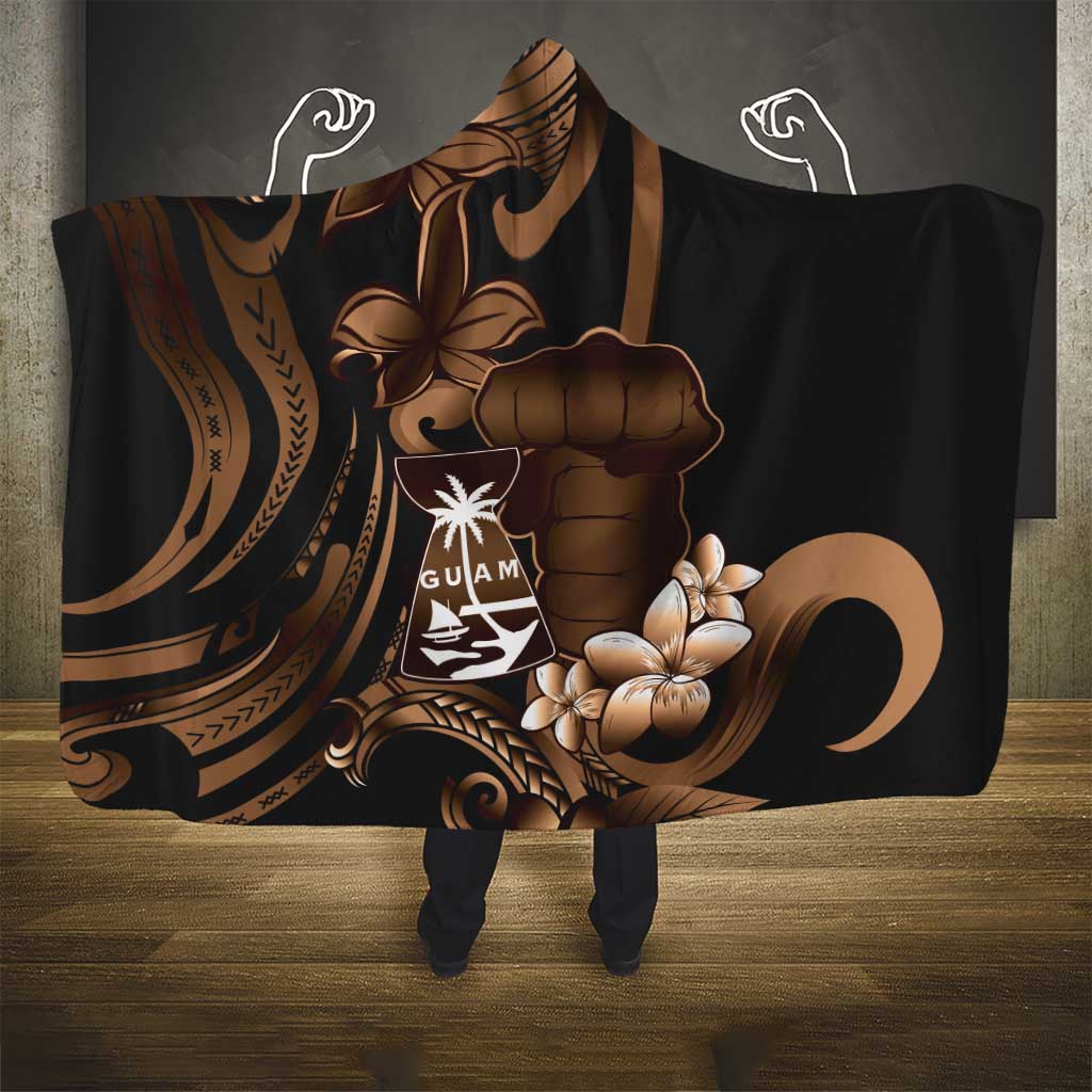 Brown Hafa Adai Guam Hooded Blanket Chamorro Latte Stone Hand With Plumeria LT14 - Polynesian Pride
