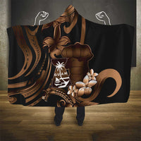 Brown Hafa Adai Guam Hooded Blanket Chamorro Latte Stone Hand With Plumeria LT14 - Polynesian Pride
