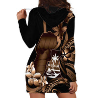 Brown Hafa Adai Guam Hoodie Dress Chamorro Latte Stone Hand With Plumeria LT14 - Polynesian Pride