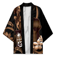 Brown Hafa Adai Guam Kimono Chamorro Latte Stone Hand With Plumeria LT14 Unisex Brown - Polynesian Pride