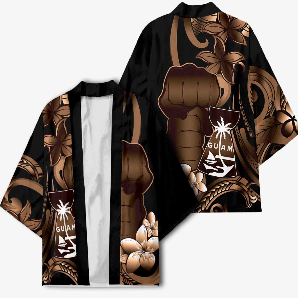 Brown Hafa Adai Guam Kimono Chamorro Latte Stone Hand With Plumeria LT14 - Polynesian Pride