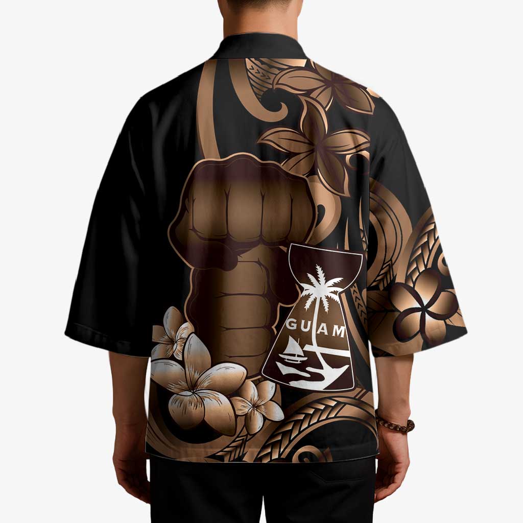 Brown Hafa Adai Guam Kimono Chamorro Latte Stone Hand With Plumeria LT14 - Polynesian Pride