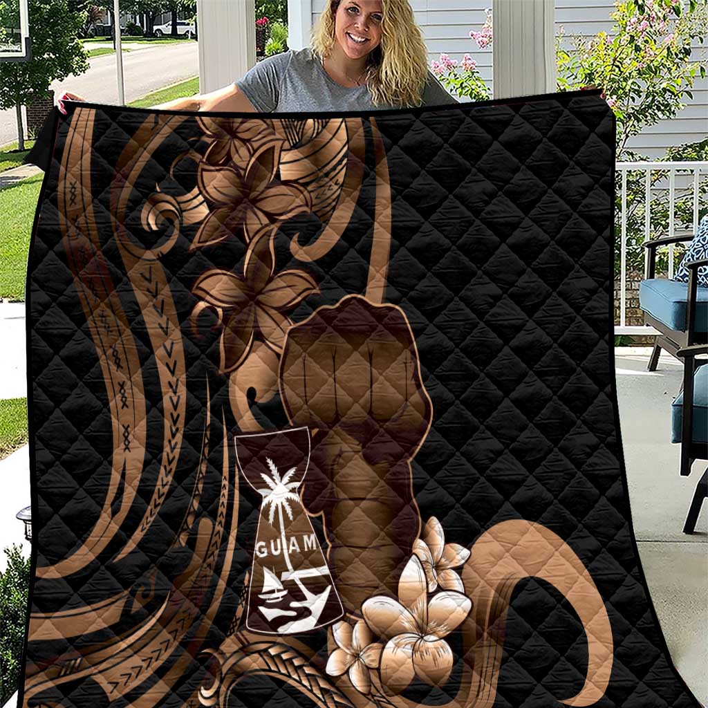 Brown Hafa Adai Guam Quilt Chamorro Latte Stone Hand With Plumeria LT14 Brown - Polynesian Pride