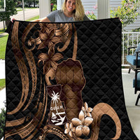 Brown Hafa Adai Guam Quilt Chamorro Latte Stone Hand With Plumeria LT14 Brown - Polynesian Pride