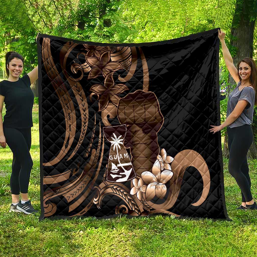 Brown Hafa Adai Guam Quilt Chamorro Latte Stone Hand With Plumeria LT14 - Polynesian Pride