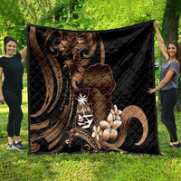 Brown Hafa Adai Guam Quilt Chamorro Latte Stone Hand With Plumeria LT14 - Polynesian Pride