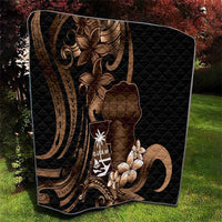 Brown Hafa Adai Guam Quilt Chamorro Latte Stone Hand With Plumeria LT14 - Polynesian Pride