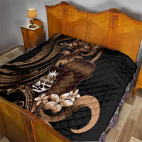 Brown Hafa Adai Guam Quilt Chamorro Latte Stone Hand With Plumeria LT14 - Polynesian Pride