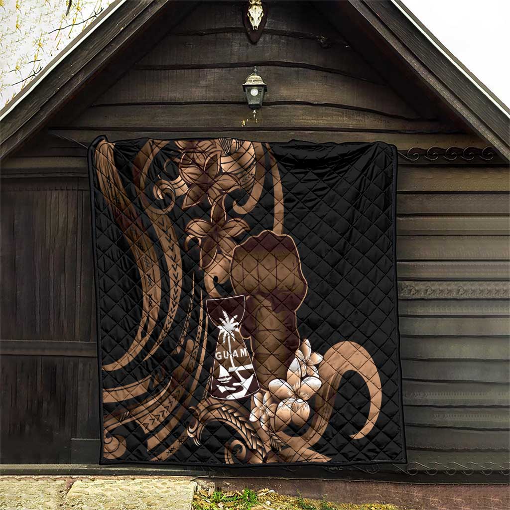 Brown Hafa Adai Guam Quilt Chamorro Latte Stone Hand With Plumeria LT14 - Polynesian Pride