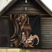 Brown Hafa Adai Guam Quilt Chamorro Latte Stone Hand With Plumeria LT14 - Polynesian Pride