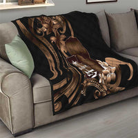 Brown Hafa Adai Guam Quilt Chamorro Latte Stone Hand With Plumeria LT14 - Polynesian Pride