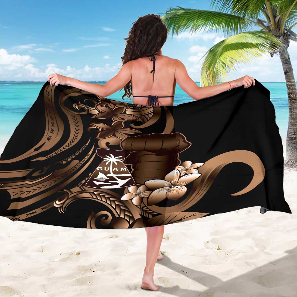 Brown Hafa Adai Guam Sarong Chamorro Latte Stone Hand With Plumeria LT14 - Polynesian Pride
