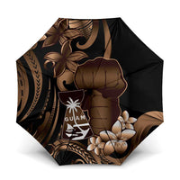 Brown Hafa Adai Guam Umbrella Chamorro Latte Stone Hand With Plumeria LT14 One Size Folded 11.42 inch Opened Diameter 37.4 inch Brown - Polynesian Pride