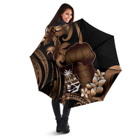 Brown Hafa Adai Guam Umbrella Chamorro Latte Stone Hand With Plumeria LT14 - Polynesian Pride