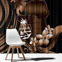 Brown Hafa Adai Guam Window Curtain Chamorro Latte Stone Hand With Plumeria LT14 - Polynesian Pride