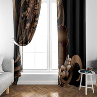 Brown Hafa Adai Guam Window Curtain Chamorro Latte Stone Hand With Plumeria LT14 - Polynesian Pride