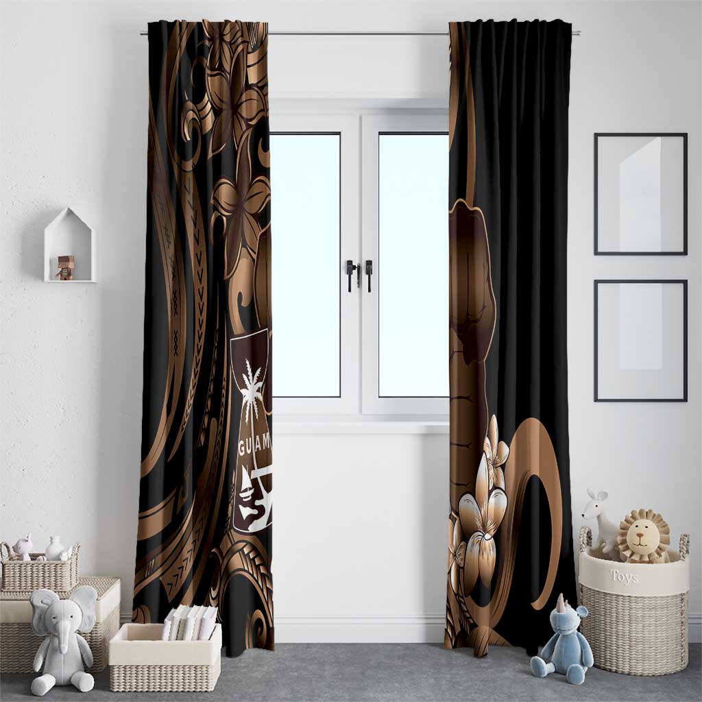 Brown Hafa Adai Guam Window Curtain Chamorro Latte Stone Hand With Plumeria LT14 - Polynesian Pride