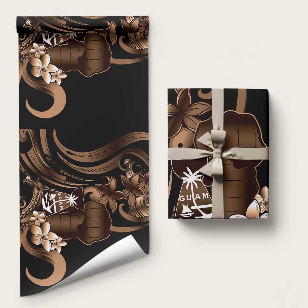 Brown Hafa Adai Guam Wrapping Paper Chamorro Latte Stone Hand With Plumeria LT14 58" × 23" Brown - Polynesian Pride