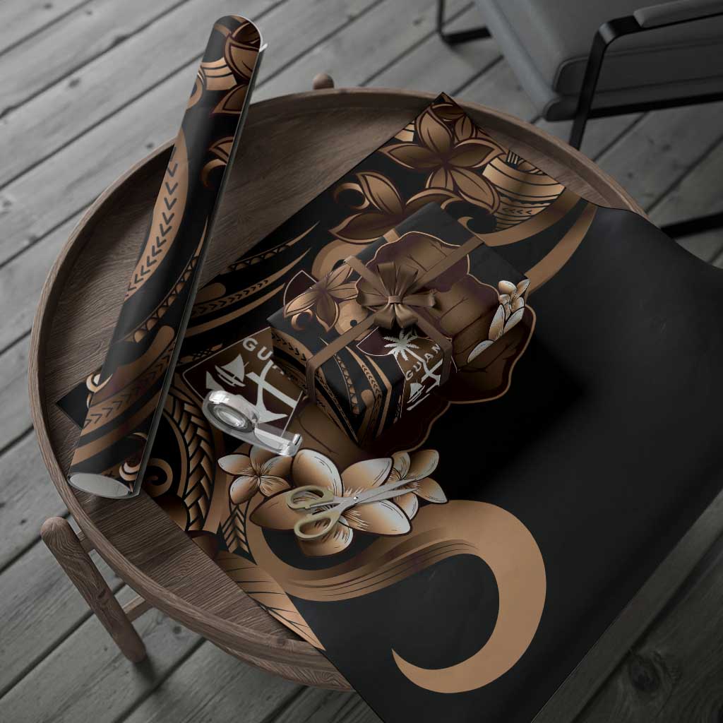 Brown Hafa Adai Guam Wrapping Paper Chamorro Latte Stone Hand With Plumeria LT14 - Polynesian Pride