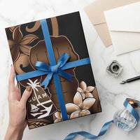 Brown Hafa Adai Guam Wrapping Paper Chamorro Latte Stone Hand With Plumeria LT14 - Polynesian Pride
