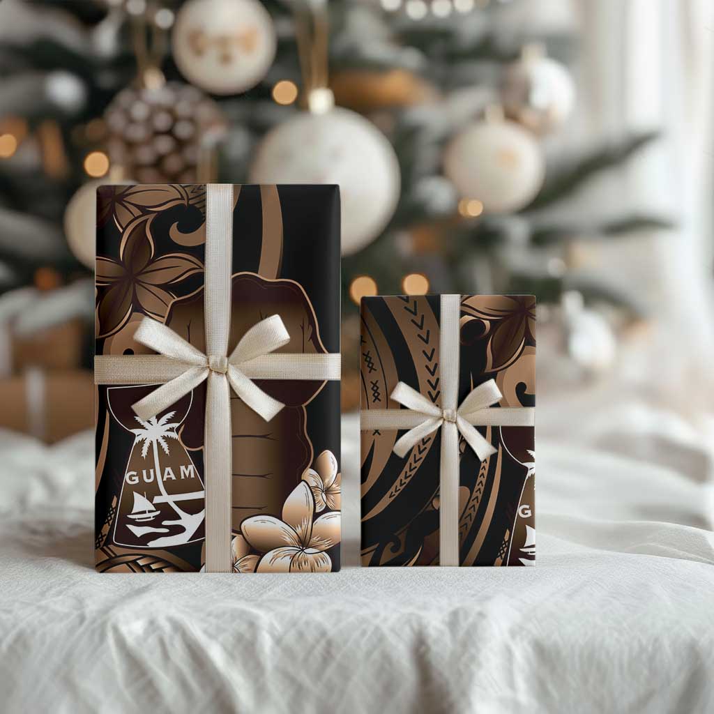 Brown Hafa Adai Guam Wrapping Paper Chamorro Latte Stone Hand With Plumeria LT14 - Polynesian Pride