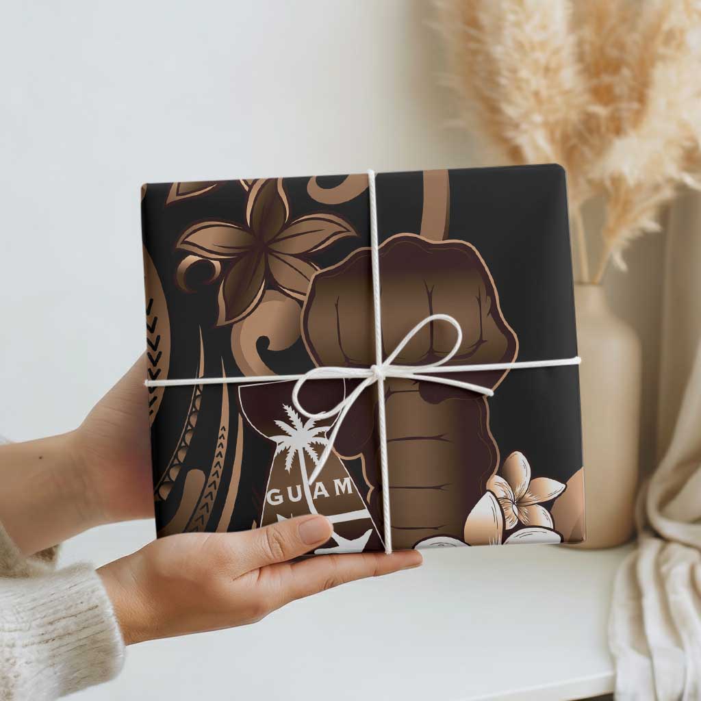 Brown Hafa Adai Guam Wrapping Paper Chamorro Latte Stone Hand With Plumeria LT14 - Polynesian Pride