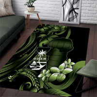 Green Hafa Adai Guam Area Rug Chamorro Latte Stone Hand With Plumeria LT14 Green - Polynesian Pride