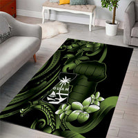 Green Hafa Adai Guam Area Rug Chamorro Latte Stone Hand With Plumeria LT14 - Polynesian Pride