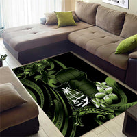Green Hafa Adai Guam Area Rug Chamorro Latte Stone Hand With Plumeria LT14 - Polynesian Pride