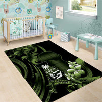 Green Hafa Adai Guam Area Rug Chamorro Latte Stone Hand With Plumeria LT14 - Polynesian Pride