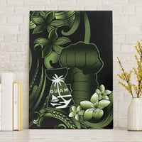 Green Hafa Adai Guam Canvas Wall Art Chamorro Latte Stone Hand With Plumeria LT14 Without Frame Green - Polynesian Pride