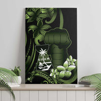 Green Hafa Adai Guam Canvas Wall Art Chamorro Latte Stone Hand With Plumeria LT14 - Polynesian Pride
