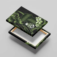 Green Hafa Adai Guam Canvas Wall Art Chamorro Latte Stone Hand With Plumeria LT14 - Polynesian Pride