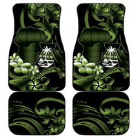 Green Hafa Adai Guam Car Mats Chamorro Latte Stone Hand With Plumeria LT14 - Polynesian Pride