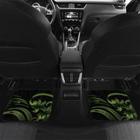 Green Hafa Adai Guam Car Mats Chamorro Latte Stone Hand With Plumeria LT14 Set 2pcs - Back Green - Polynesian Pride