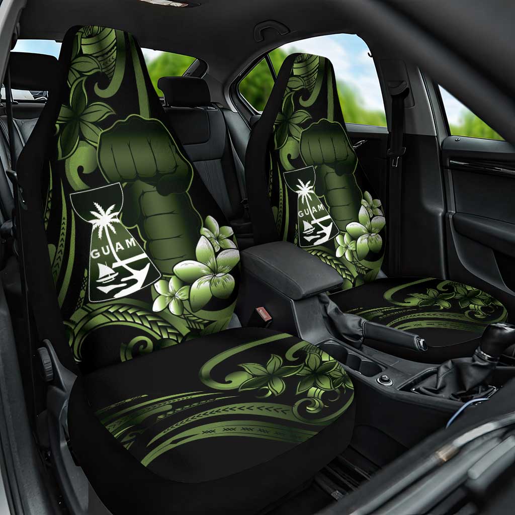 Green Hafa Adai Guam Car Seat Cover Chamorro Latte Stone Hand With Plumeria LT14 One Size Green - Polynesian Pride