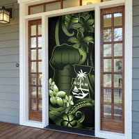 Green Hafa Adai Guam Door Cover Chamorro Latte Stone Hand With Plumeria LT14 - Polynesian Pride